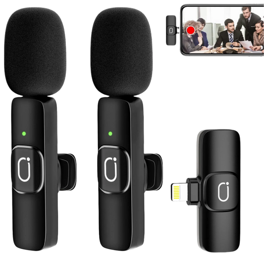 Dual Wireless Clip-On Lavalier Microphone for Iphone Mini Lapel Mics for Vlog, Youtube, Online Class