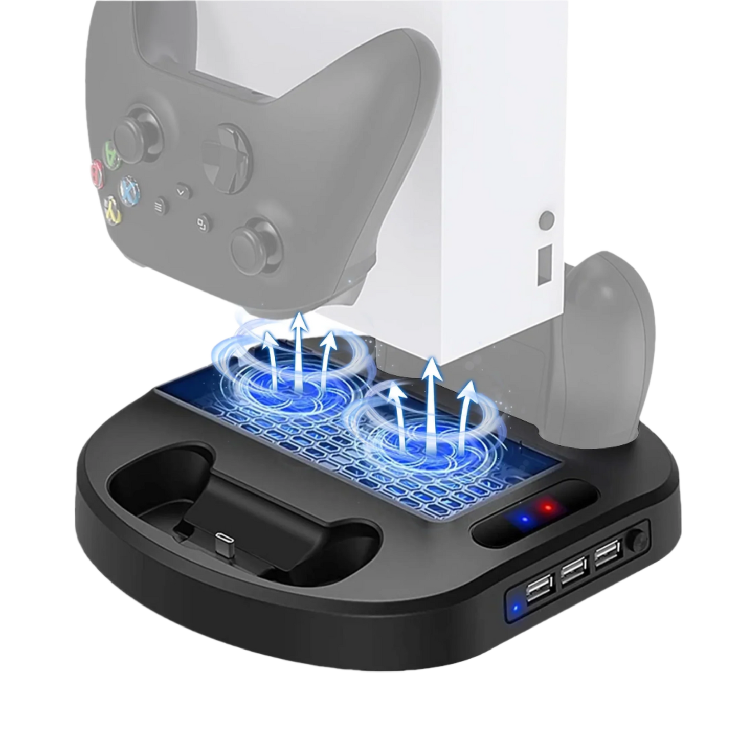 Cooling Fan Stand Fit for Xbox Series S,  Charging Station Fit for Xbox Series S/X Controller with 3 USB Ports, LED Indicator, Vertical Stand for Xbox Series S Accessories